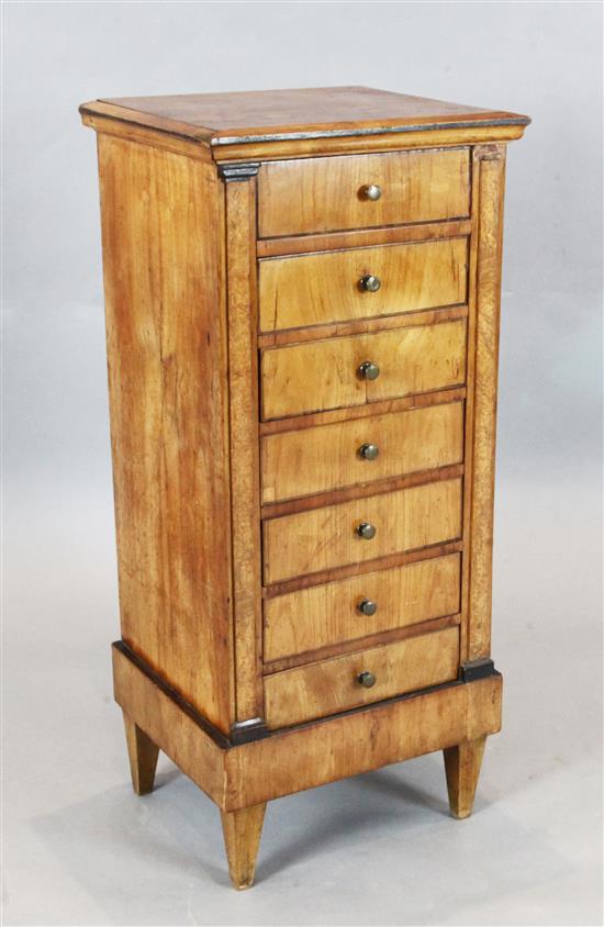 A 19th century French cherrywood pillar chest, W.1ft 5in. D.1ft 2.5in. H.3ft 1in.
